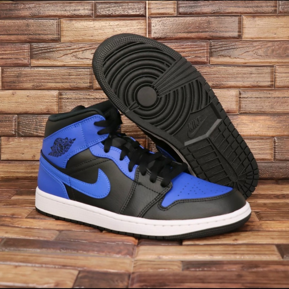 Nike Air Jordan 1 Mid Black Hyper Royal White